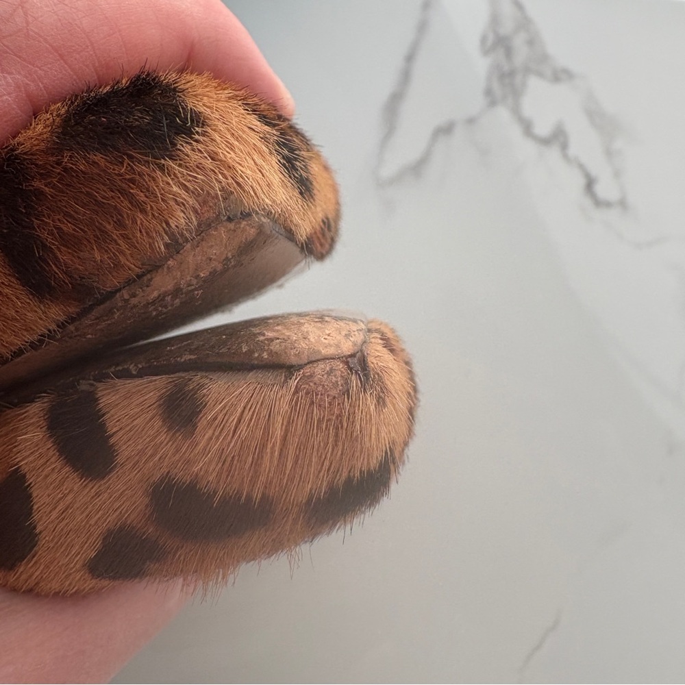 J. Crew sz 8 Women’s Pointed-toe Slingback Flats Leopard Calf Hair Leather - Picture 4 of 8